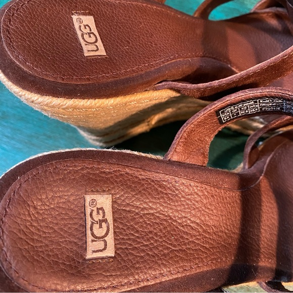 UGG Brand brown suede rope wedge heels 8.5 - Picture 4 of 6